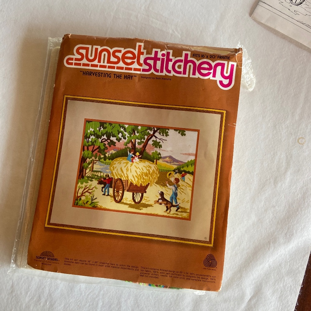 “Harvesting the Hay” crewel embroidery #2740 kit